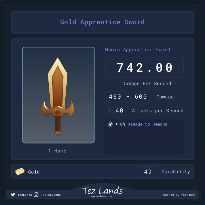 Tez Lands - Apprentice Sword #7 static token preview