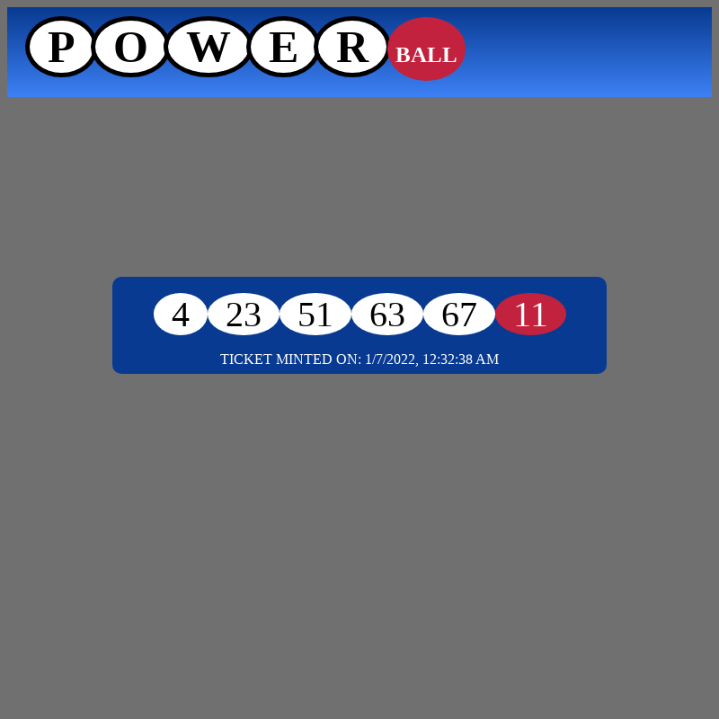 Powerball #3 static token preview