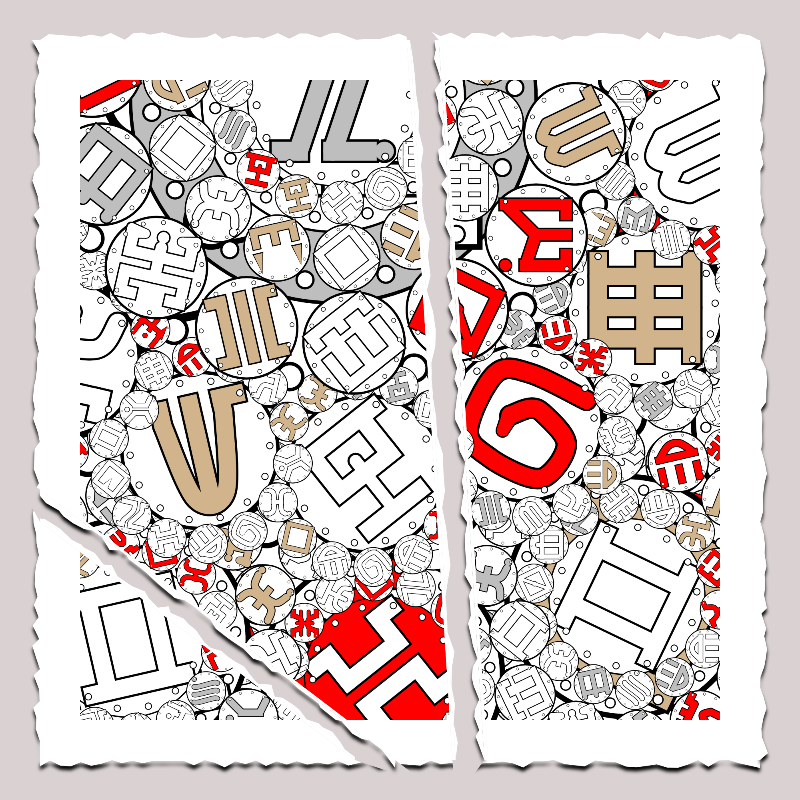 Fractals and fractures -"Alphabetic Signs" #22 static token preview