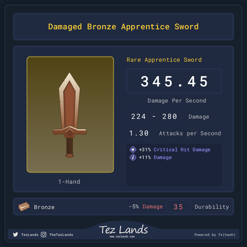 Tez Lands - Apprentice Sword #16 static token preview