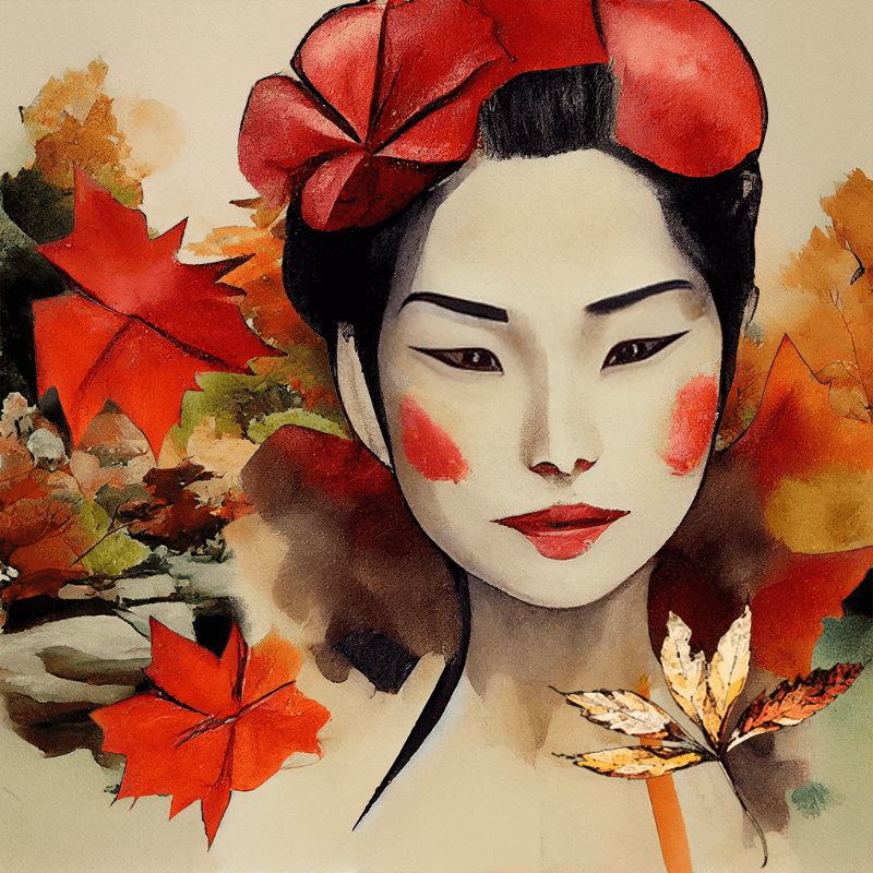 Geisha and Autumn Leaves #2 static token preview