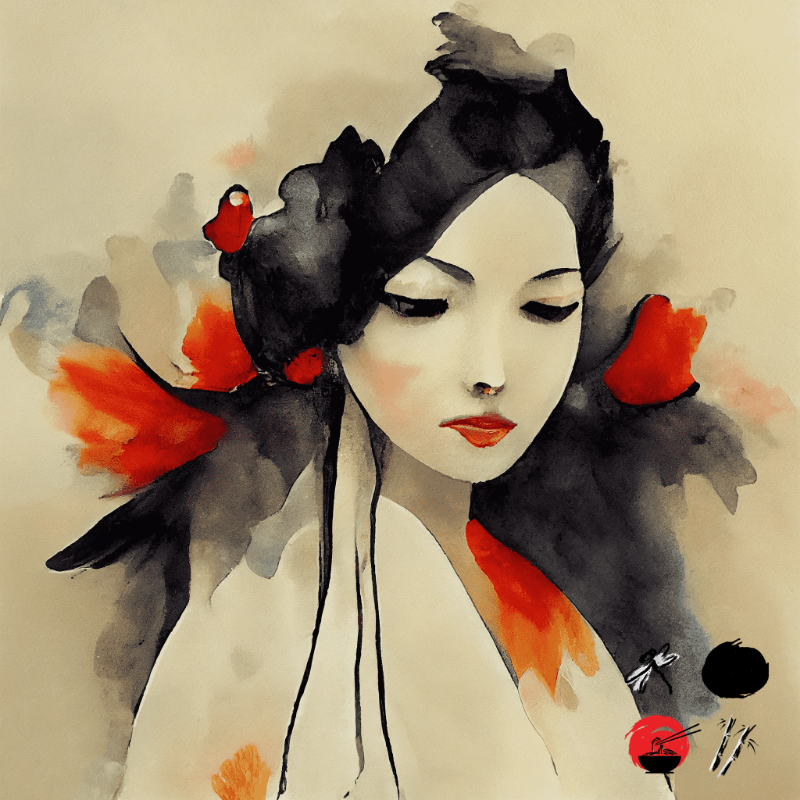 Geisha and feather #8 static token preview