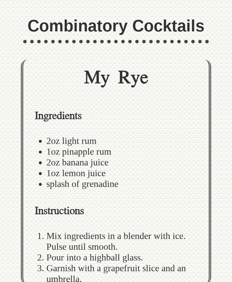 Combinatory Cocktails #1 static token preview