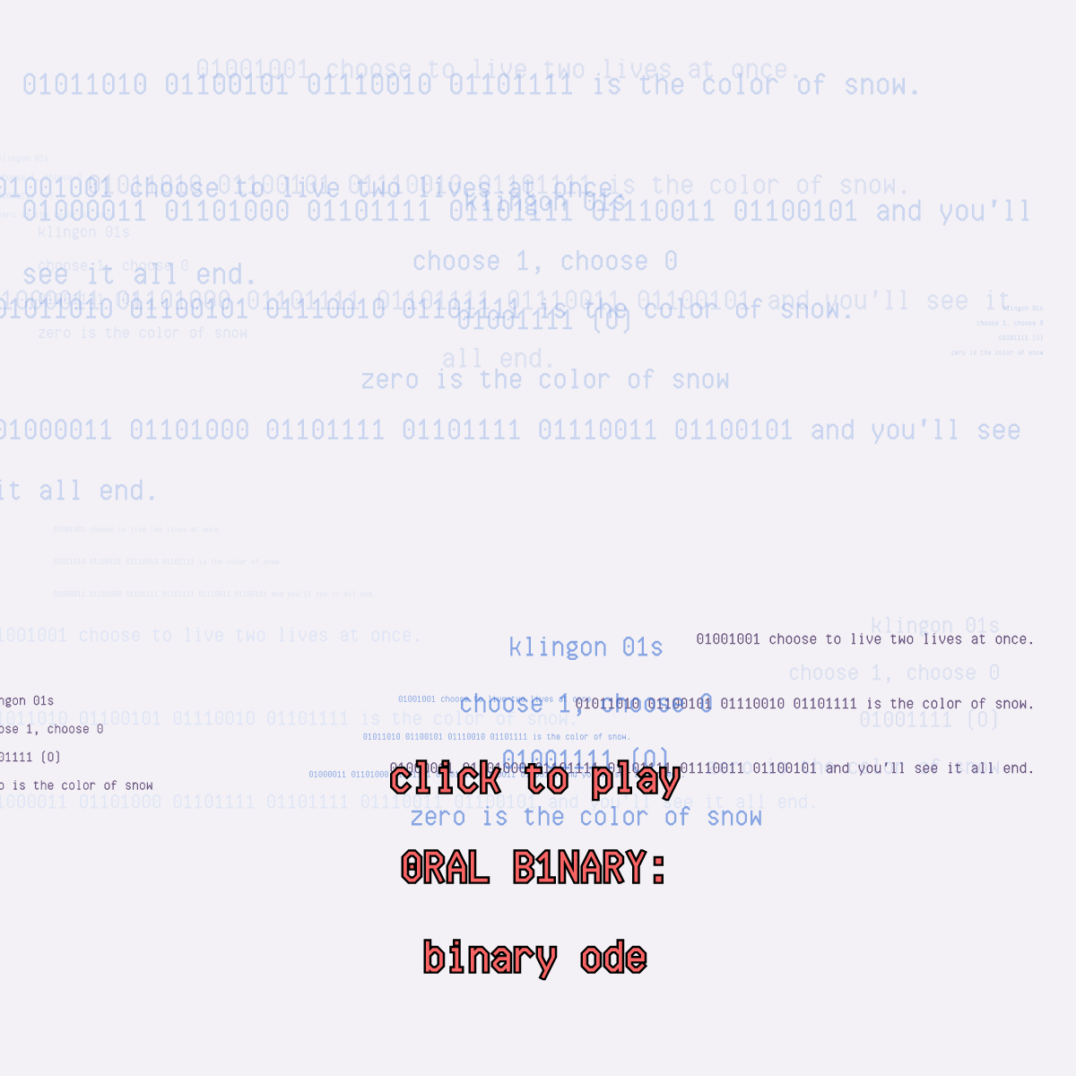 0RAL B1NARY: “BINARY ODE” #3 static token preview
