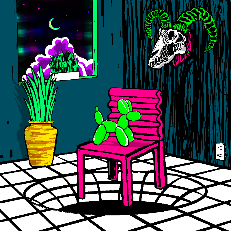 pink chair in the blue room #3 static token preview