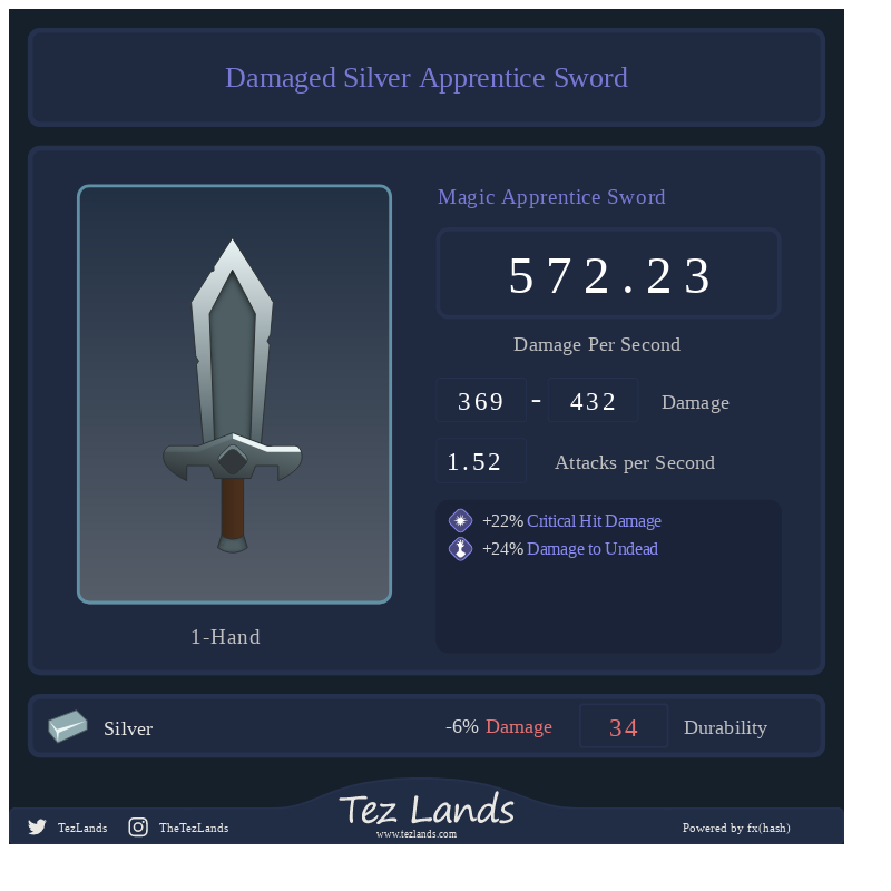 Tez Lands - Apprentice Sword #20 static token preview