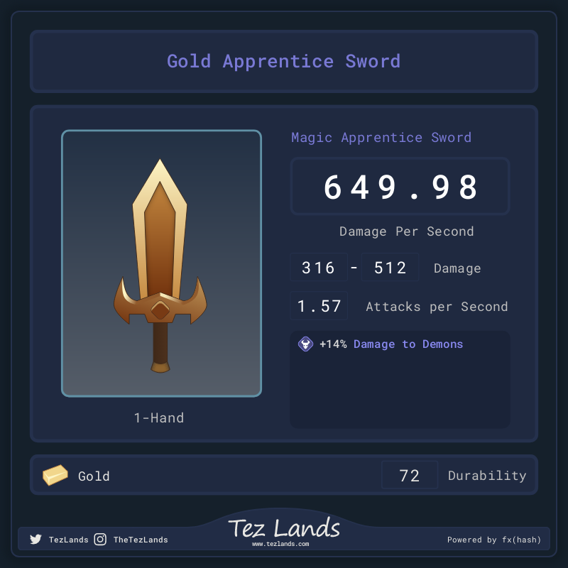 Tez Lands - Apprentice Sword #3 static token preview