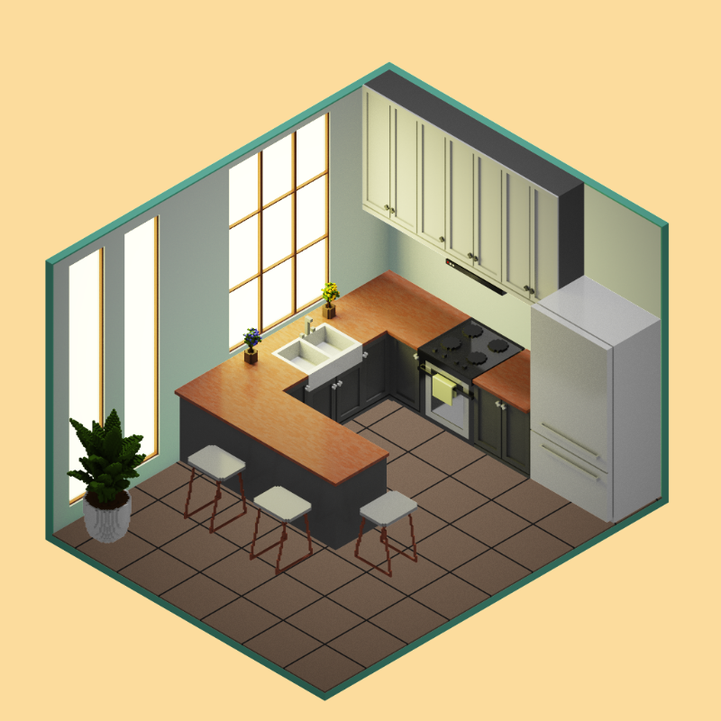 Isometric kitchen #8 static token preview