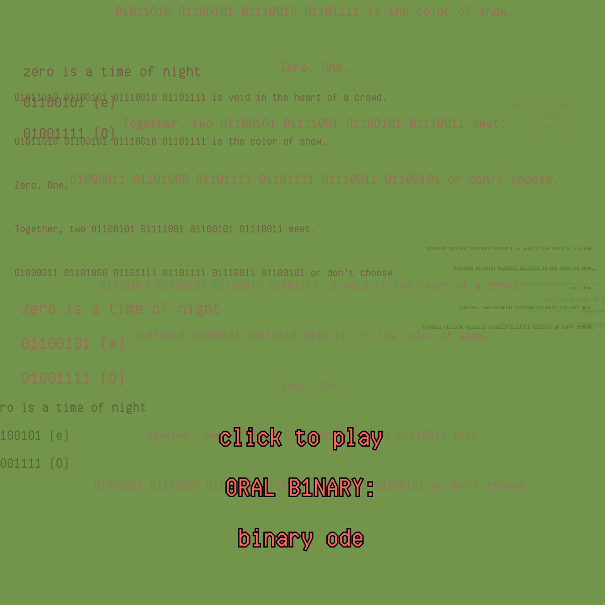 0RAL B1NARY: “BINARY ODE” #22 static token preview