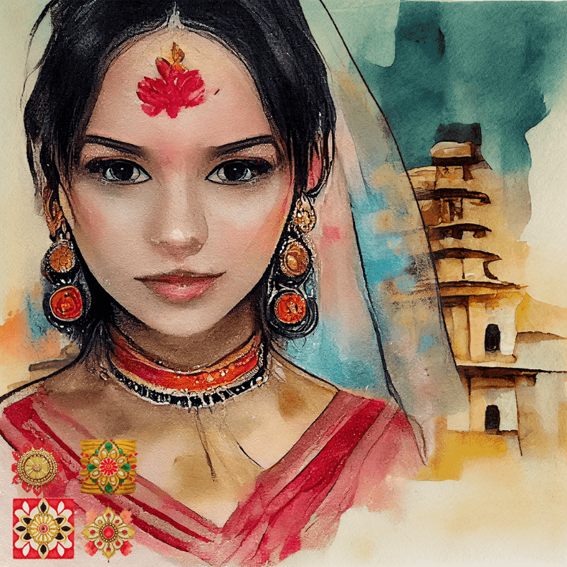 Hindu girl in Red #3 static token preview