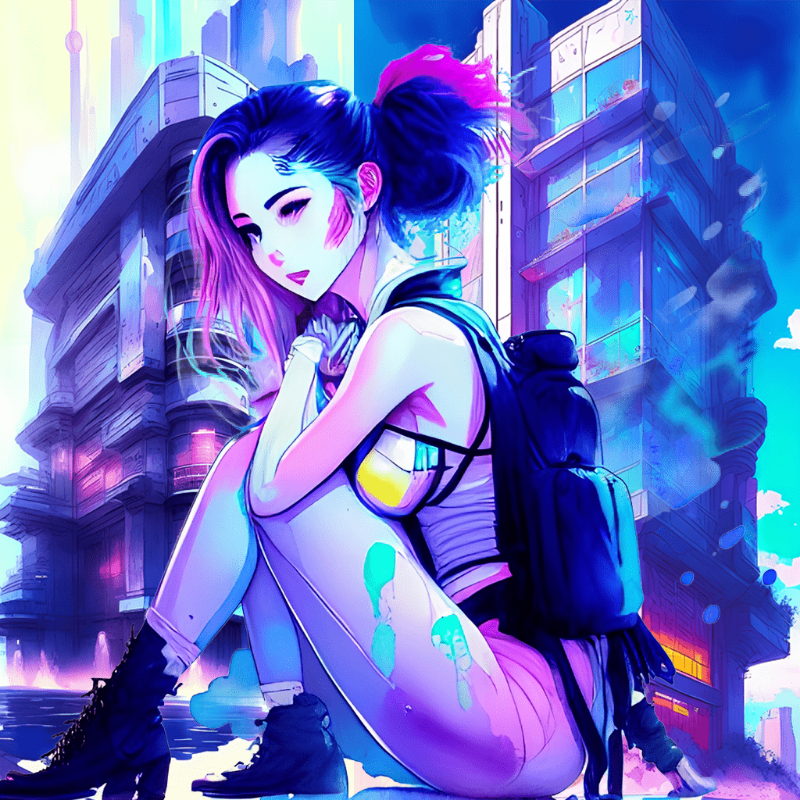 A girl in the blue city #2 static token preview