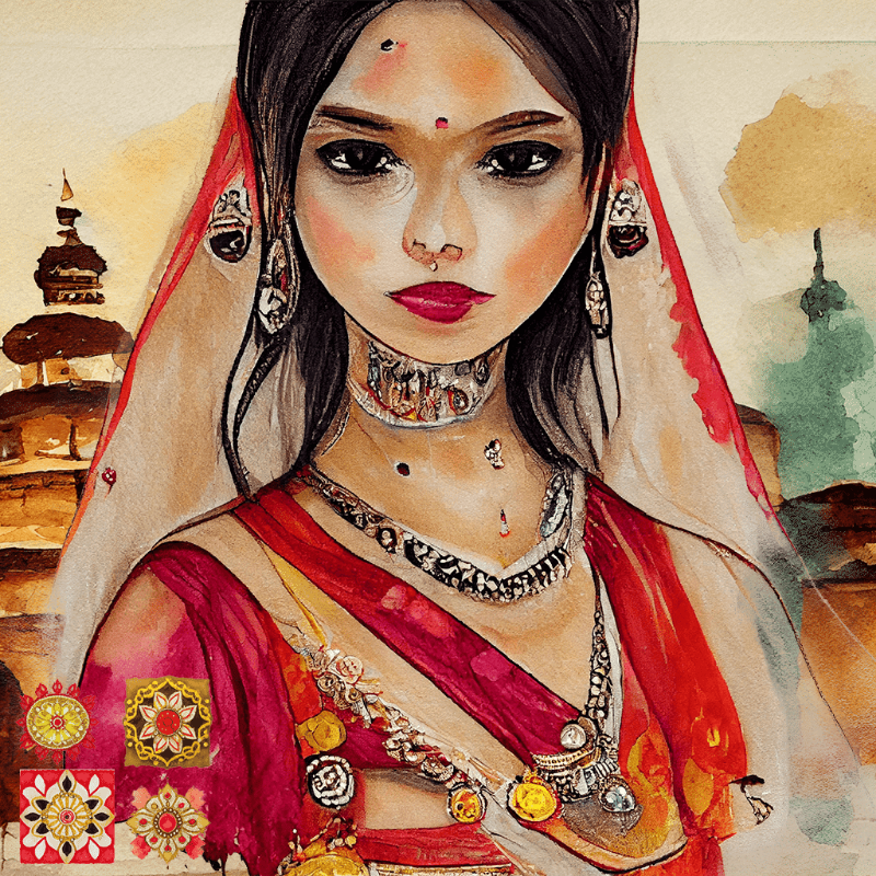 Hindu girl in Red #4 static token preview