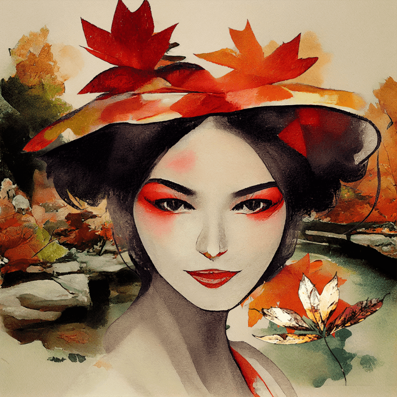 Geisha and Autumn Leaves #4 static token preview