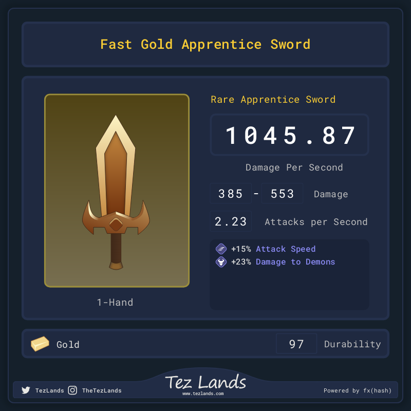 Tez Lands - Apprentice Sword #23 static token preview