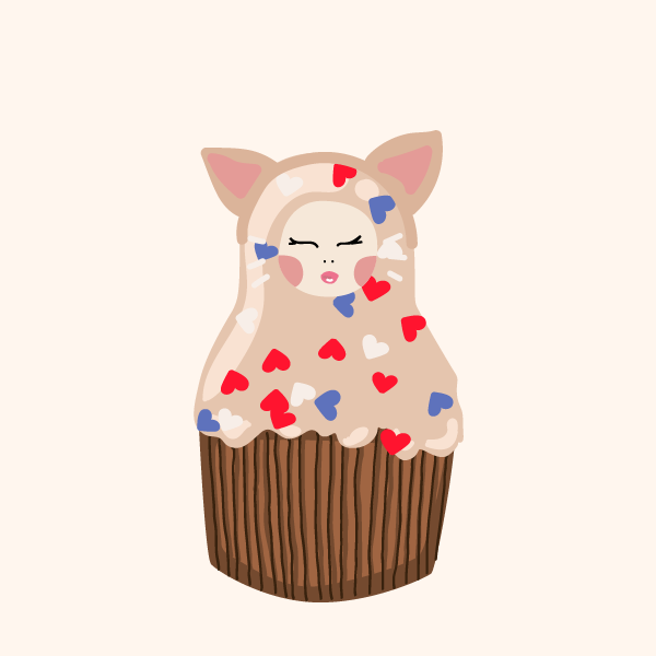 Cute Matryoshka Doll Cupcake Series #13 static token preview