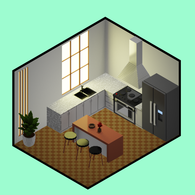 Isometric kitchen #16 static token preview