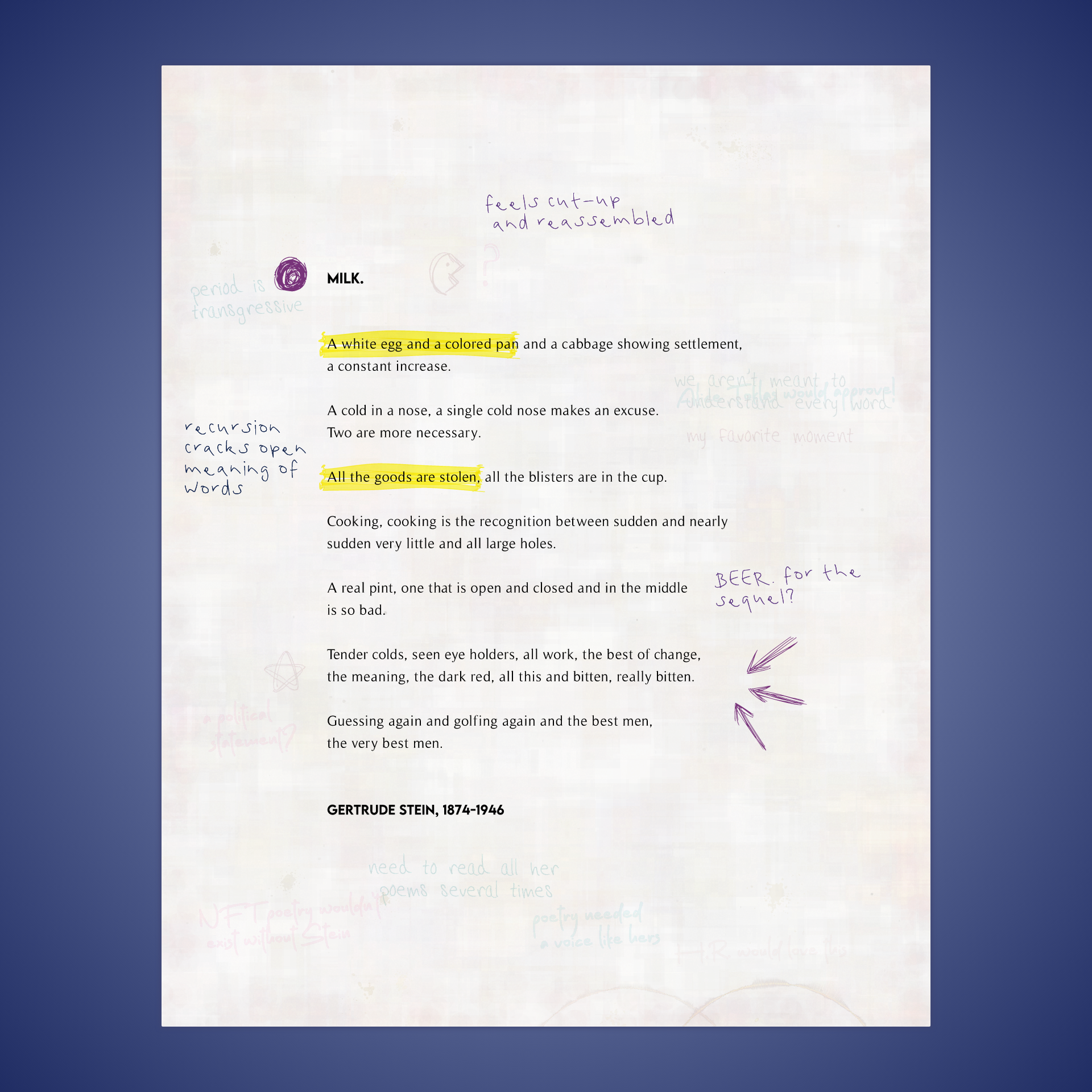 MILK. by Gertrude Stein #16 static token preview