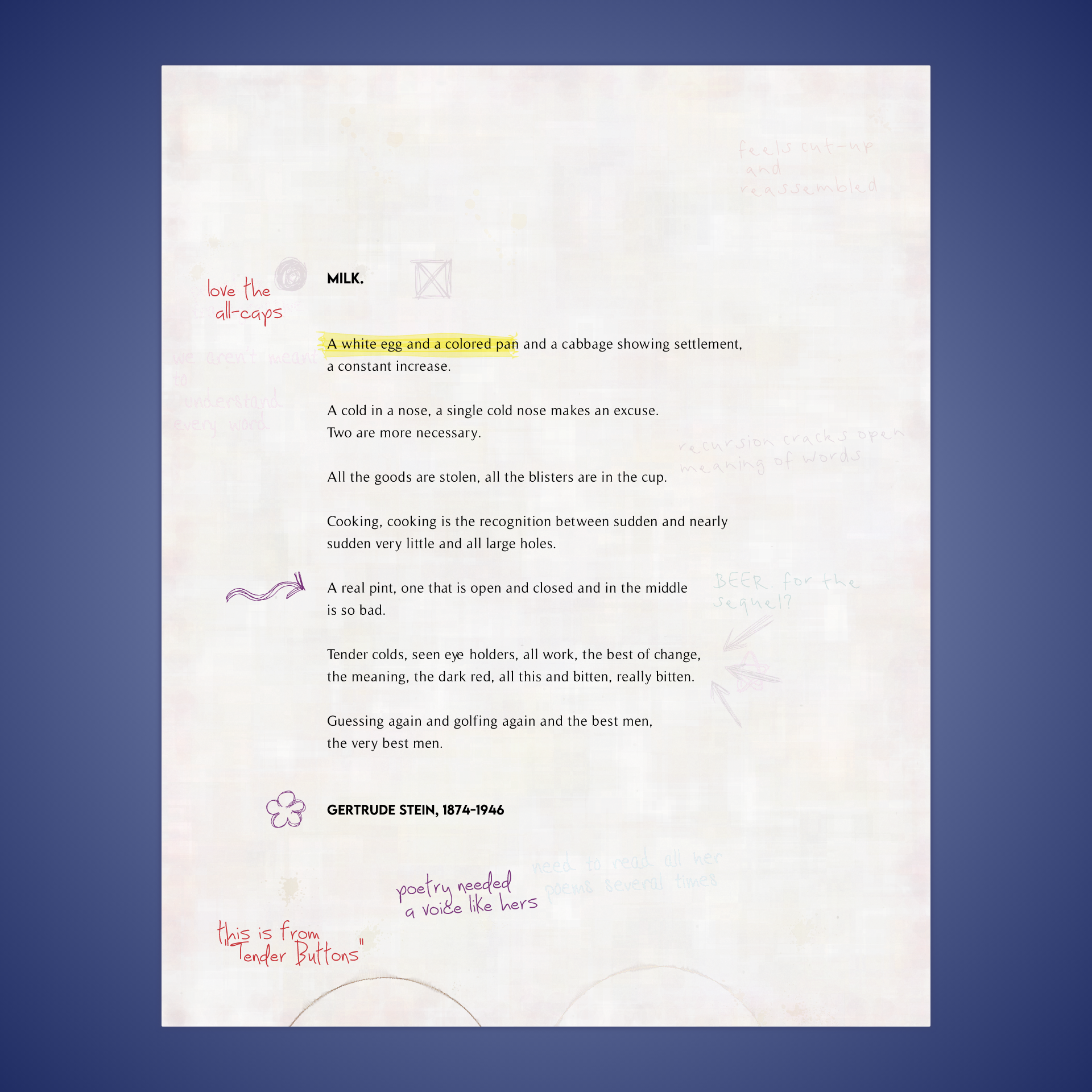 MILK. by Gertrude Stein #19 static token preview