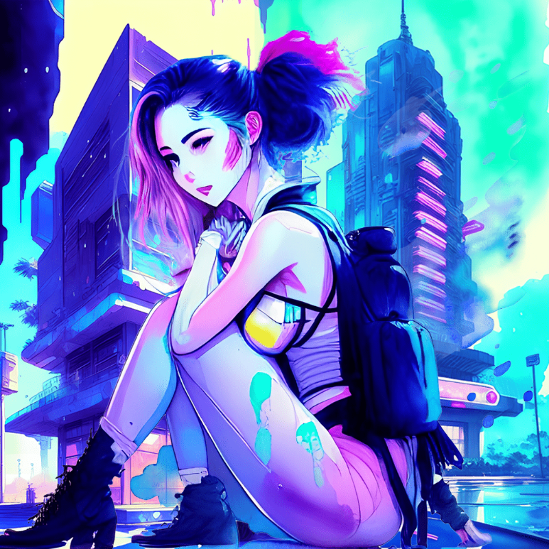 A girl in the blue city #3 static token preview