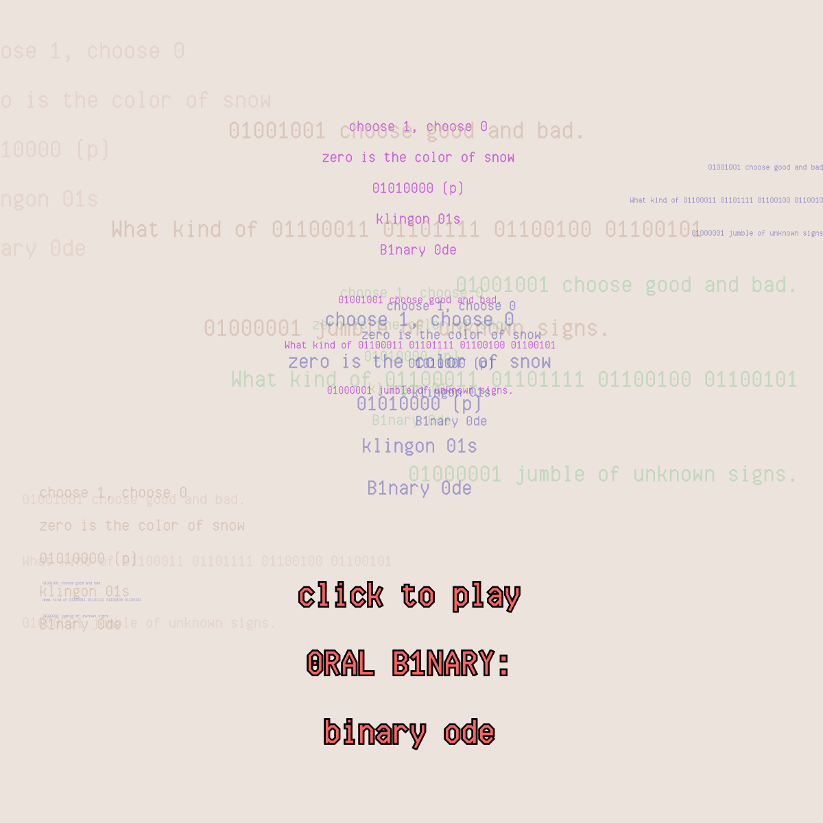 0RAL B1NARY: “BINARY ODE” #27 static token preview