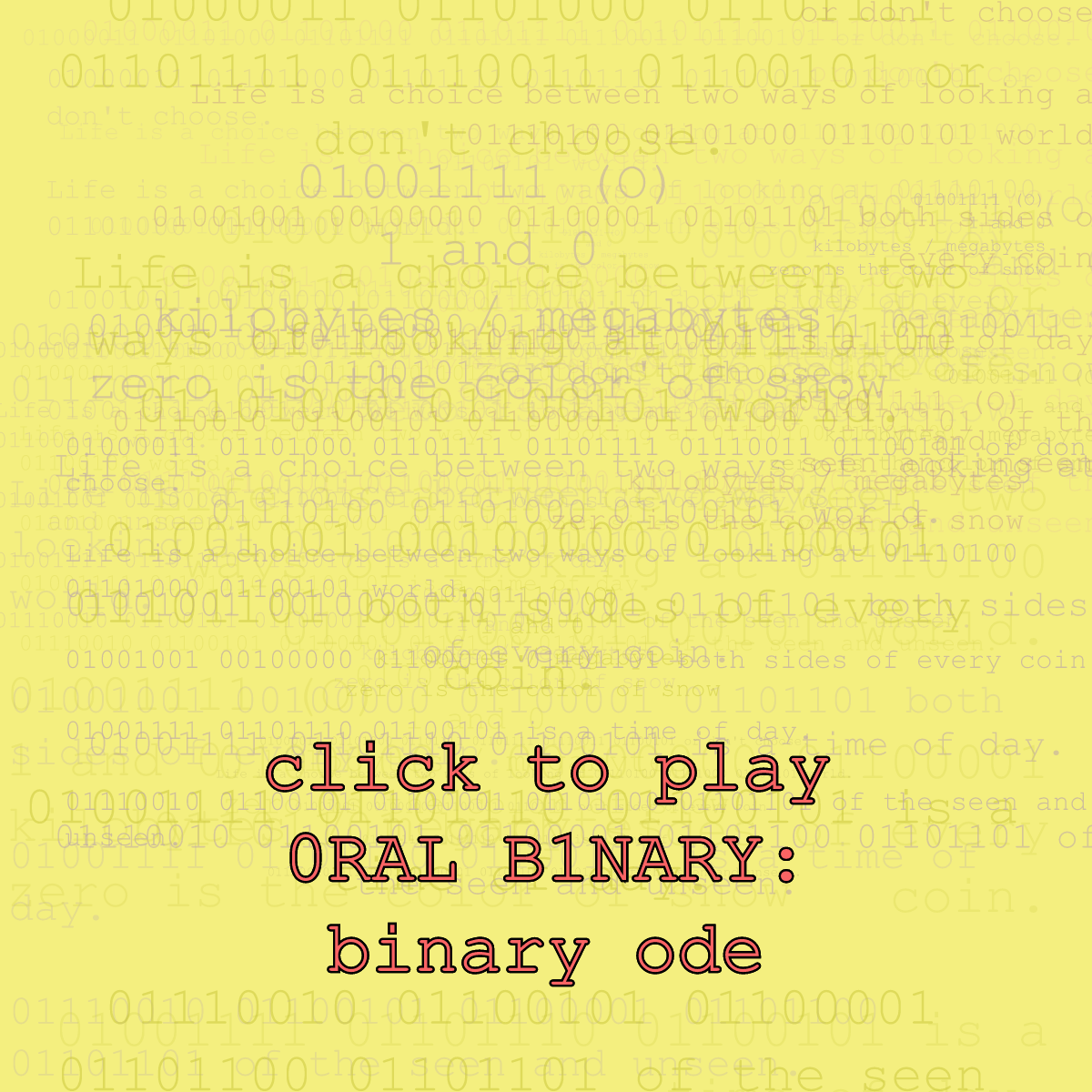 0RAL B1NARY: “BINARY ODE” #21 static token preview