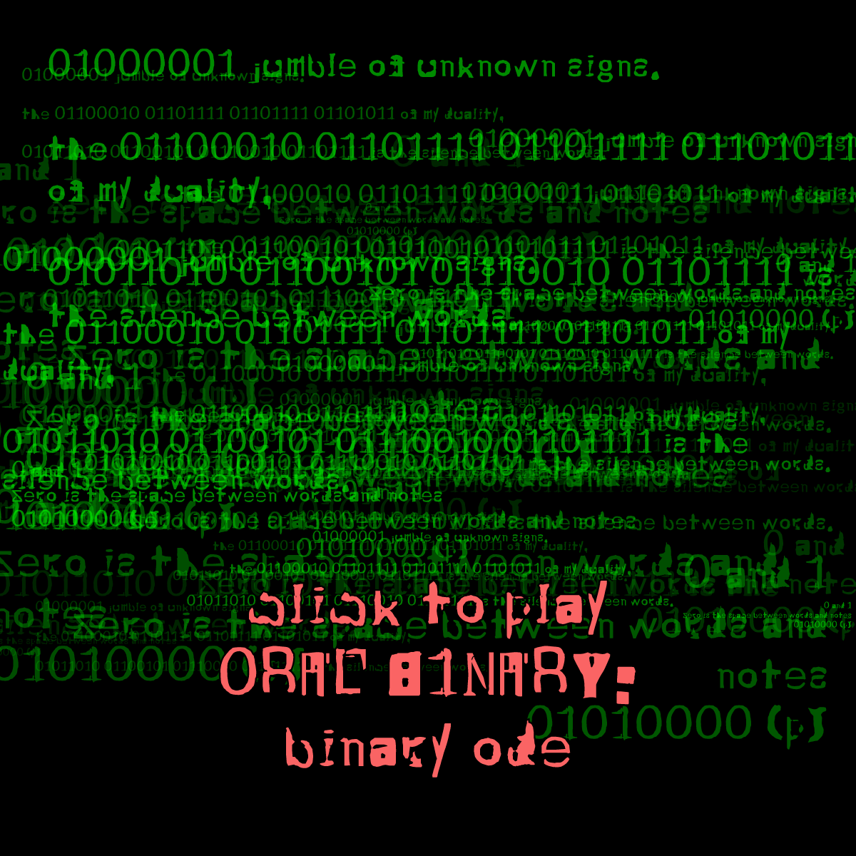 0RAL B1NARY: “BINARY ODE” #11 static token preview