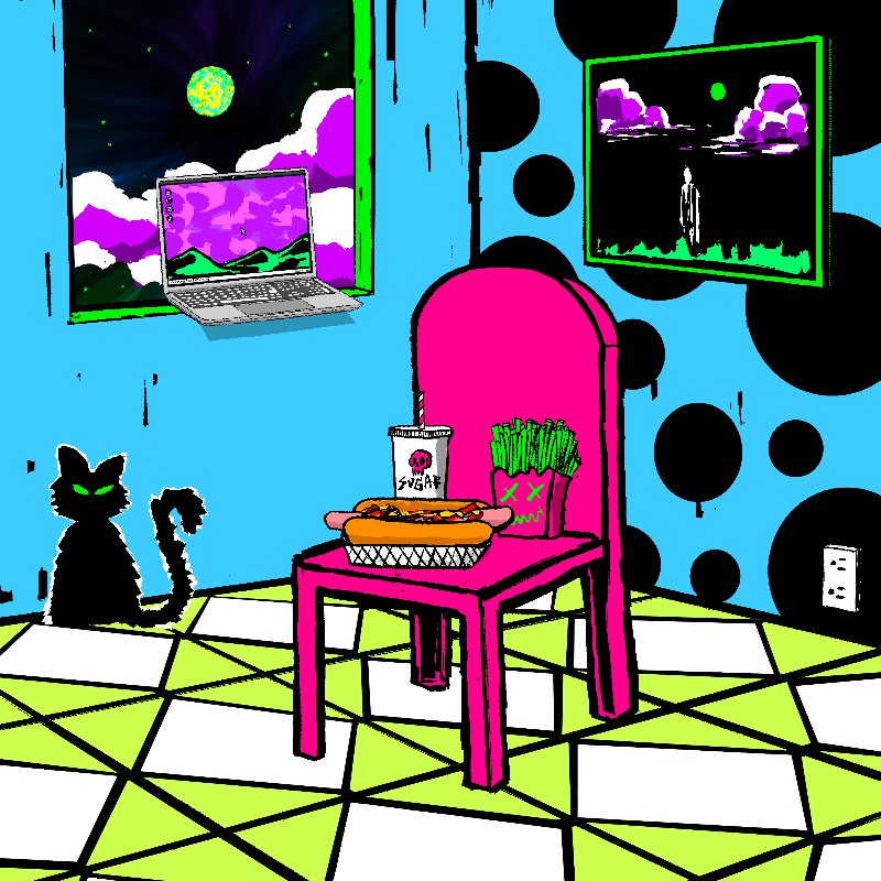 pink chair in the blue room #2 static token preview