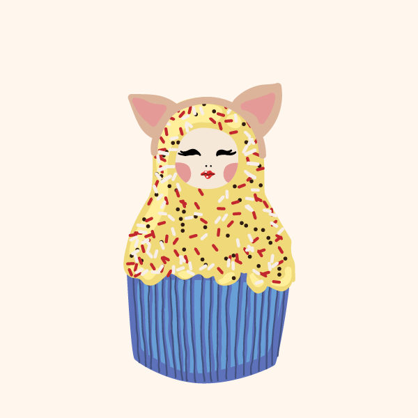 Cute Matryoshka Doll Cupcake Series #4 static token preview