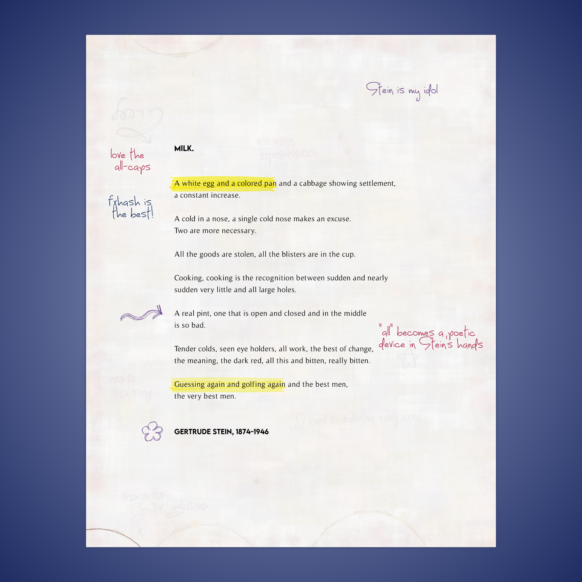 MILK. by Gertrude Stein #6 static token preview