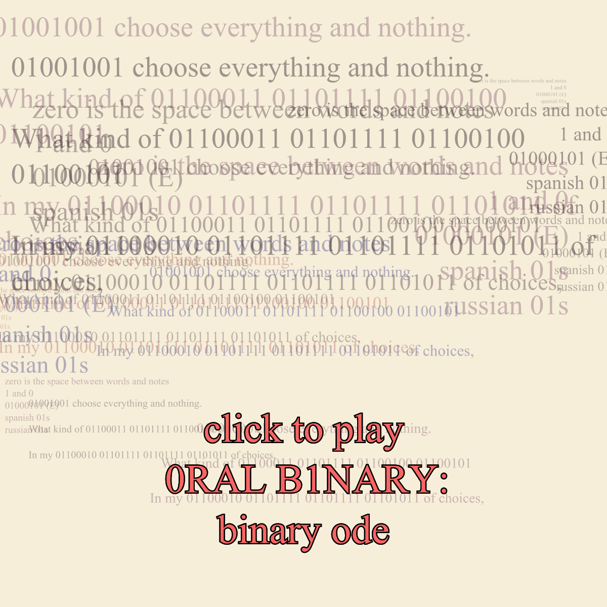0RAL B1NARY: “BINARY ODE” #88 static token preview
