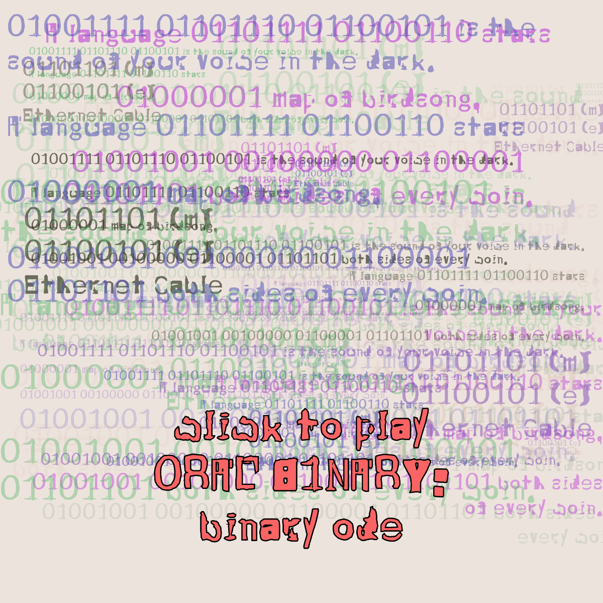 0RAL B1NARY: “BINARY ODE” #18 static token preview
