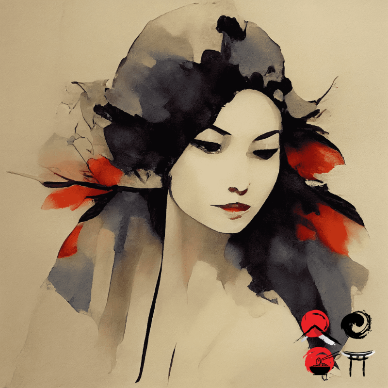 Geisha and feather #4 static token preview
