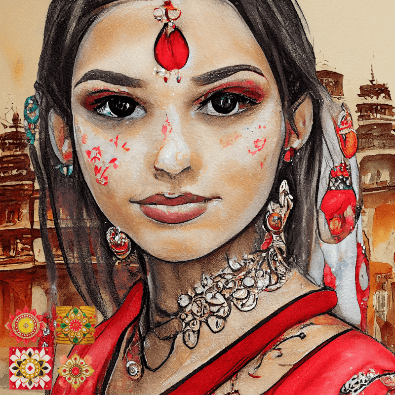 Hindu girl in Red #1 static token preview