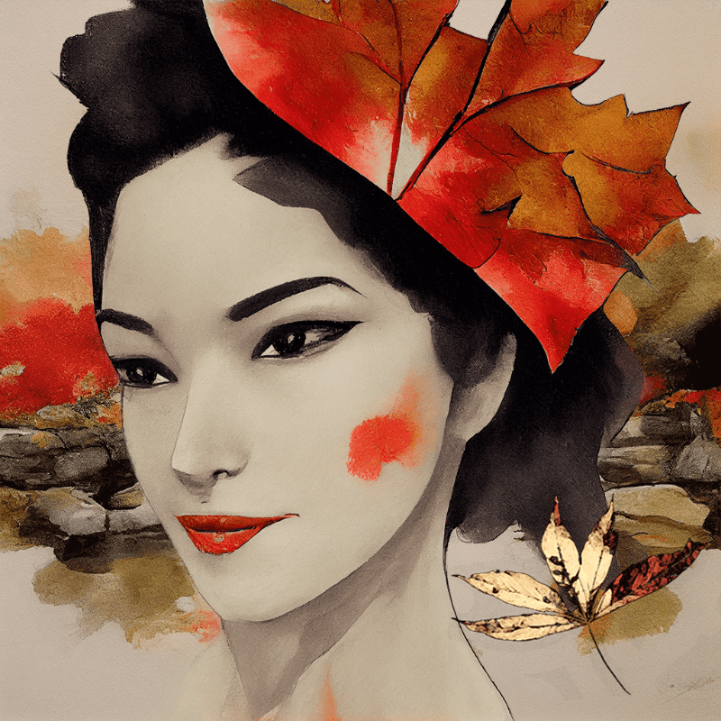 Geisha and Autumn Leaves #3 static token preview