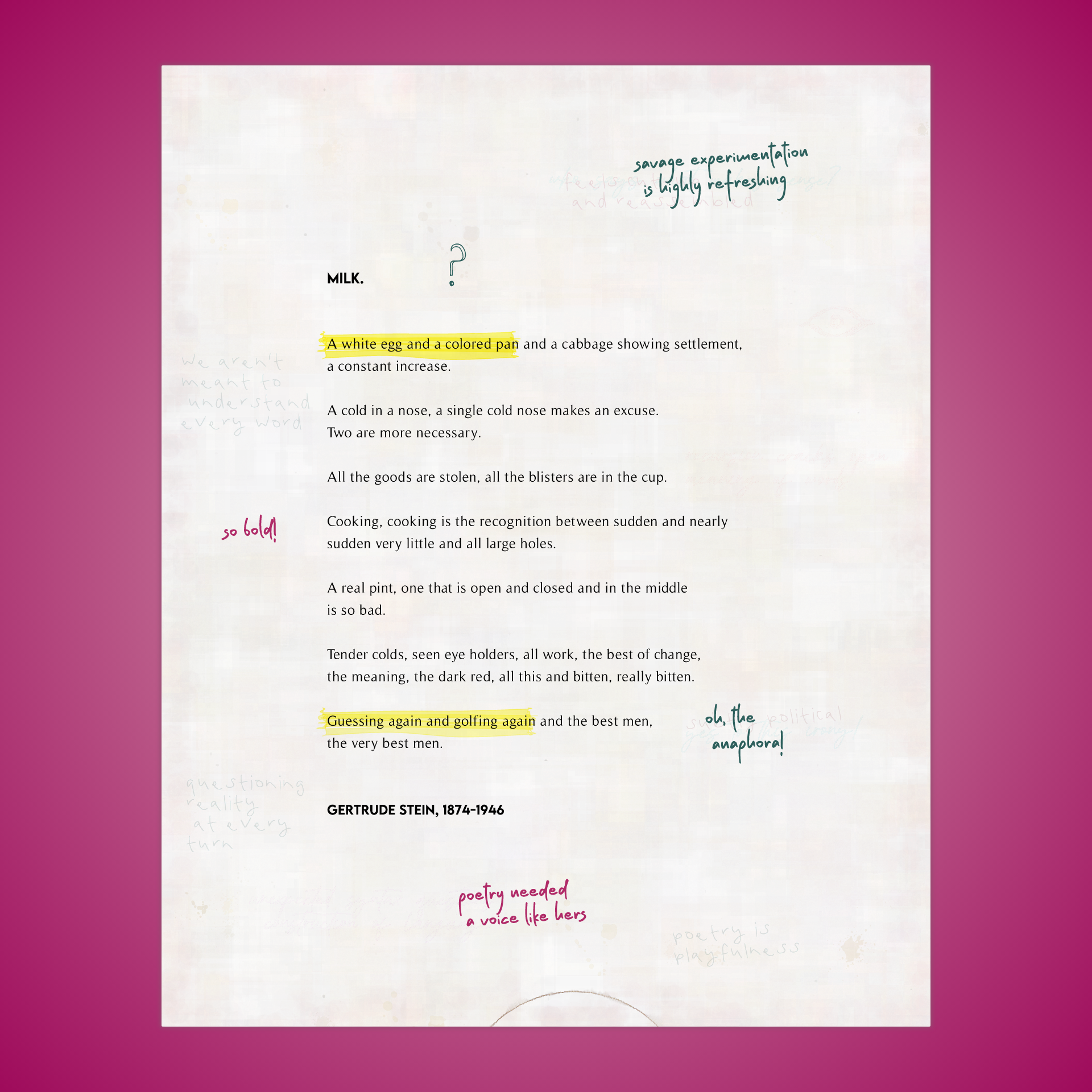 MILK. by Gertrude Stein #14 static token preview