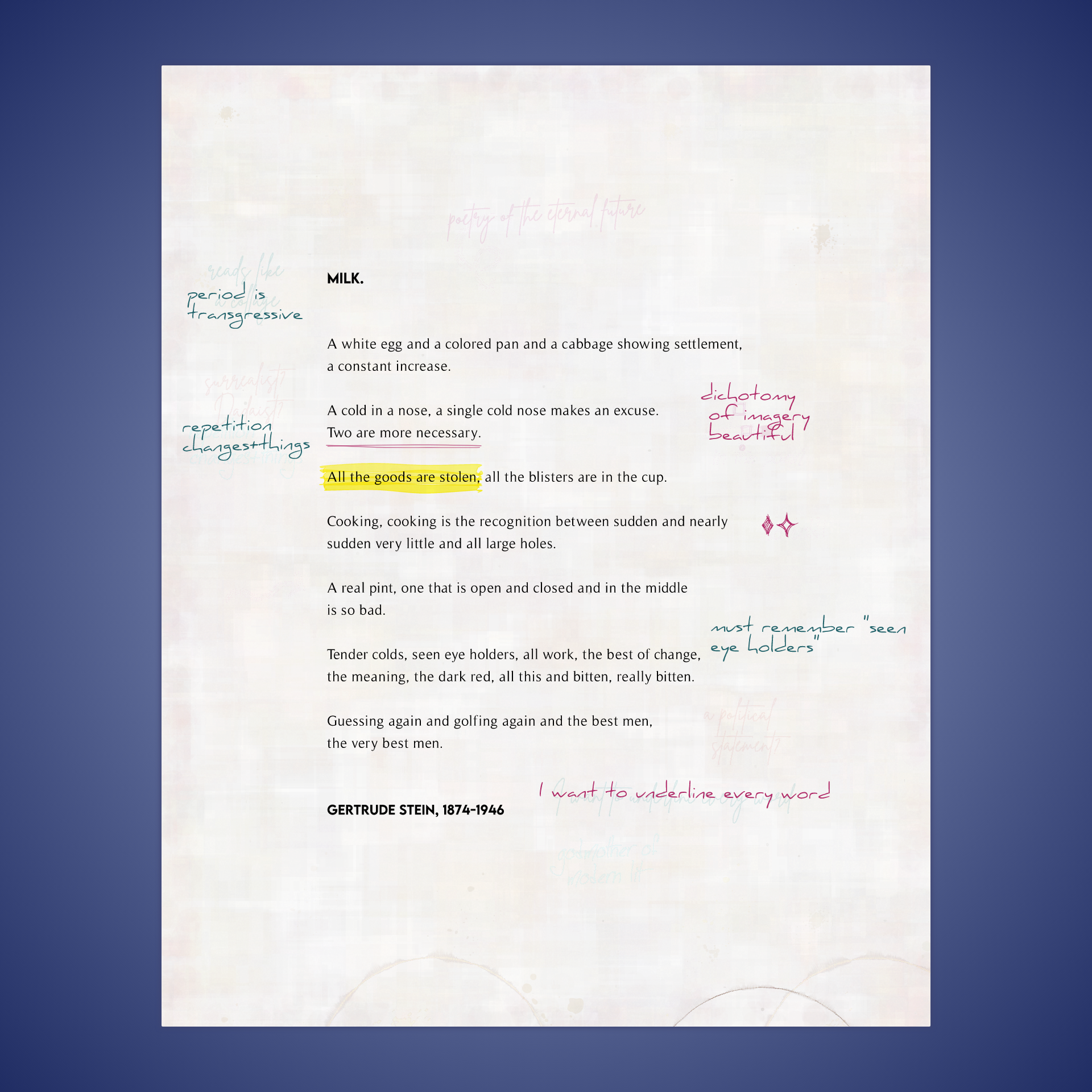 MILK. by Gertrude Stein #23 static token preview