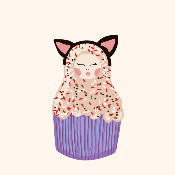 Cute Matryoshka Doll Cupcake Series #15 static token preview