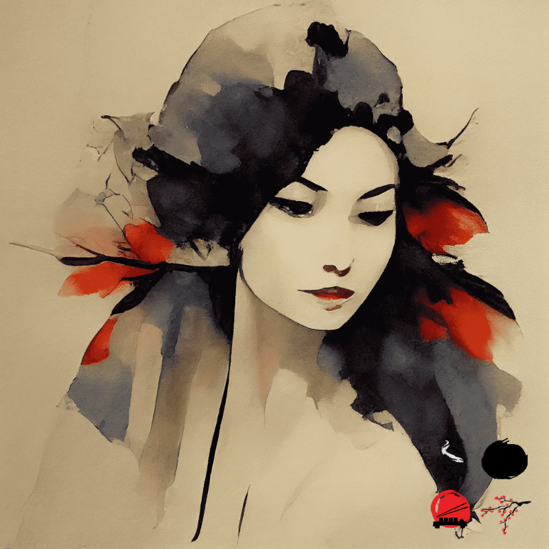 Geisha and feather #14 static token preview