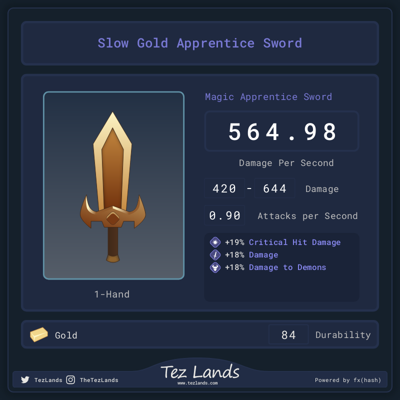 Tez Lands - Apprentice Sword #9 static token preview