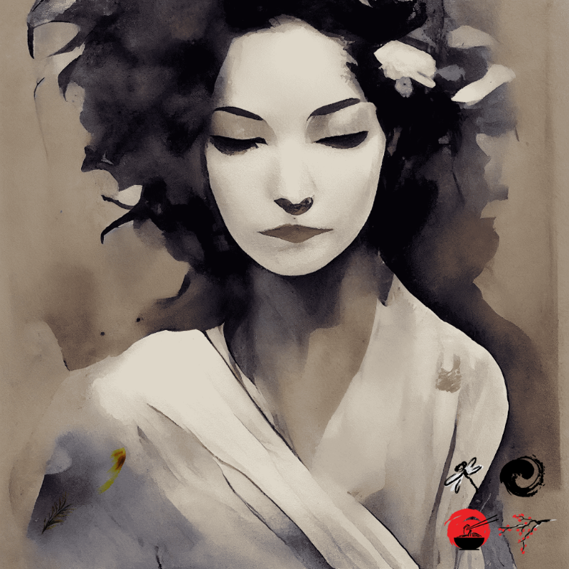 Geisha and feather #1 static token preview