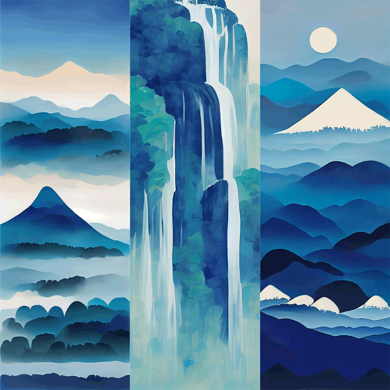 AI Japanese Waterfall #8 static token preview