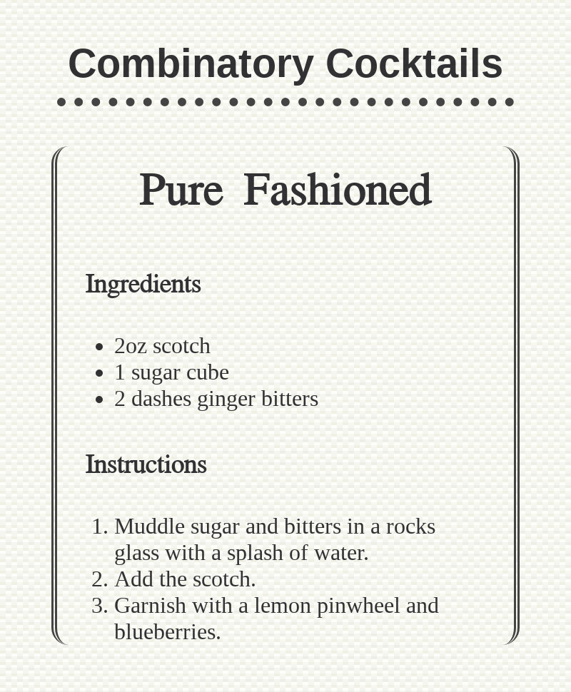 Combinatory Cocktails #3 static token preview