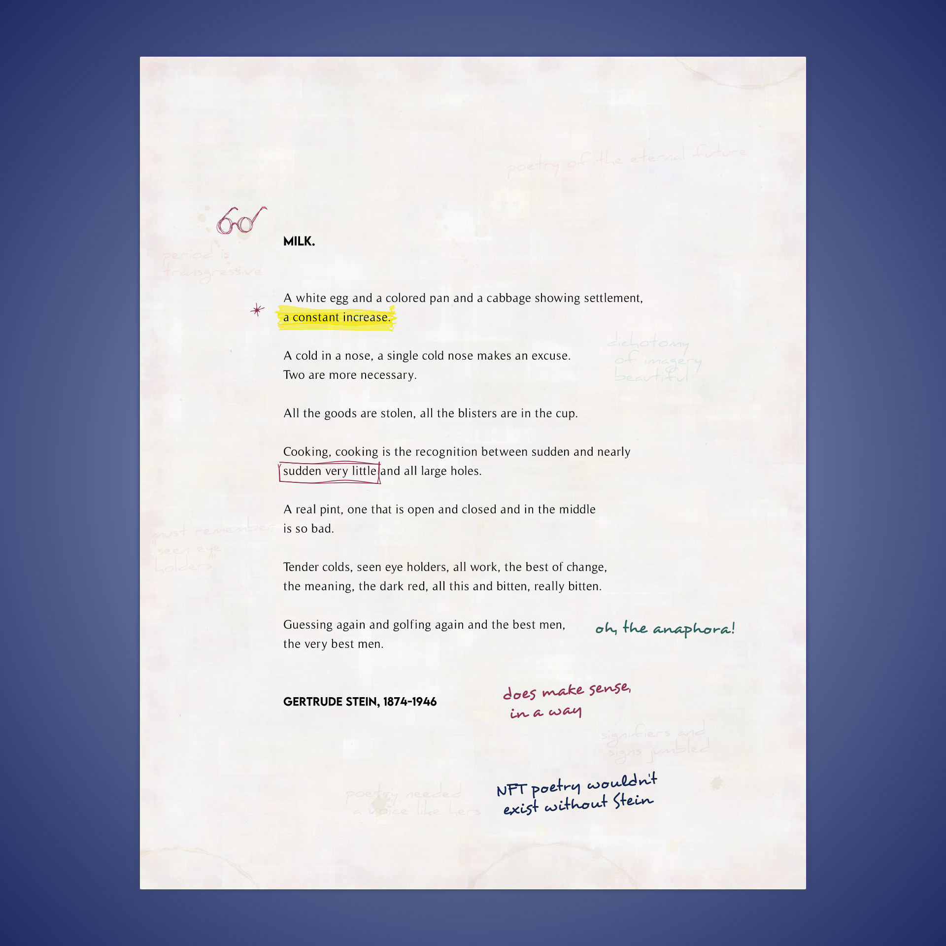 MILK. by Gertrude Stein #22 static token preview