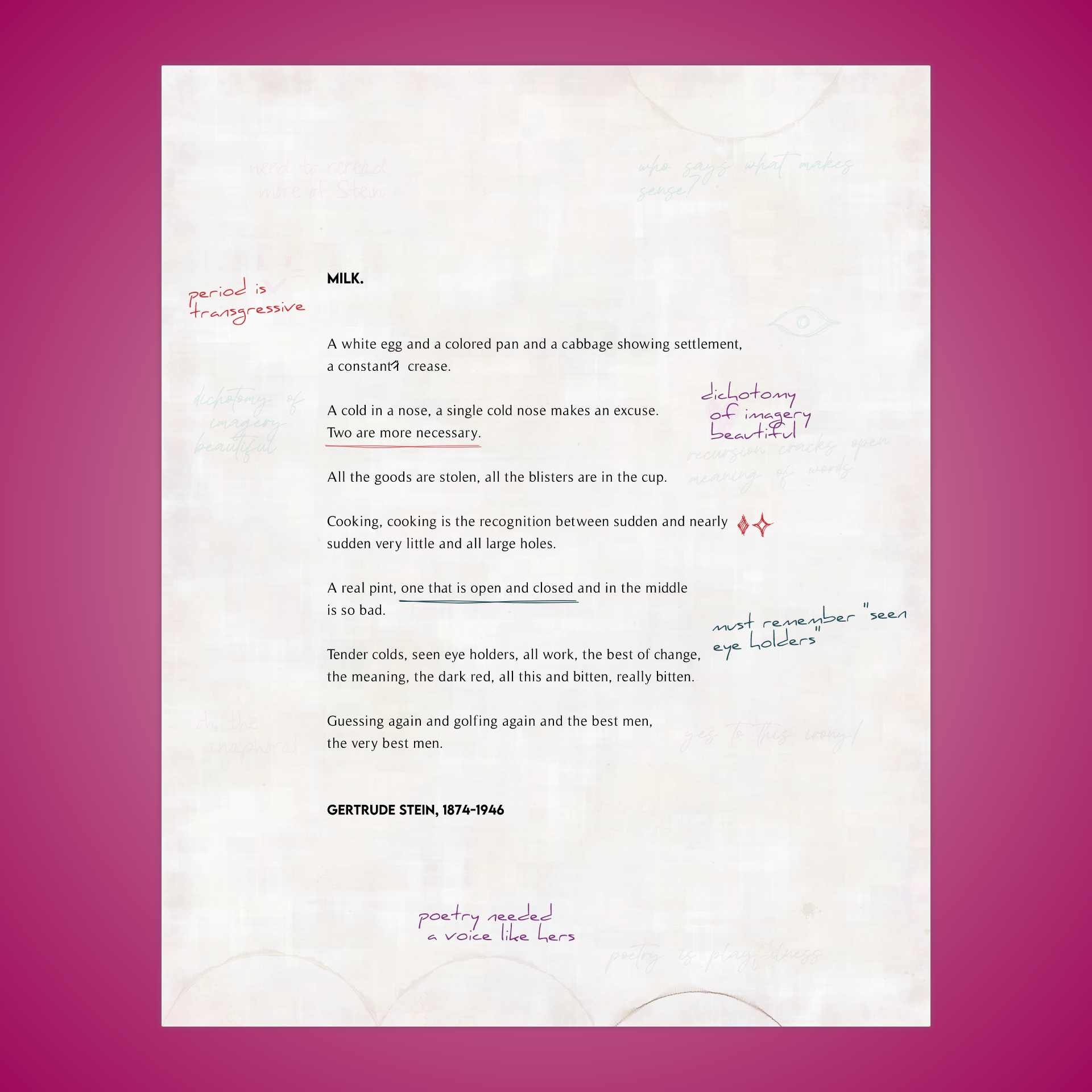 MILK. by Gertrude Stein #26 static token preview