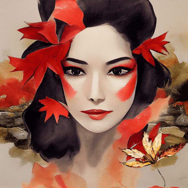 Geisha and Autumn Leaves #5 static token preview