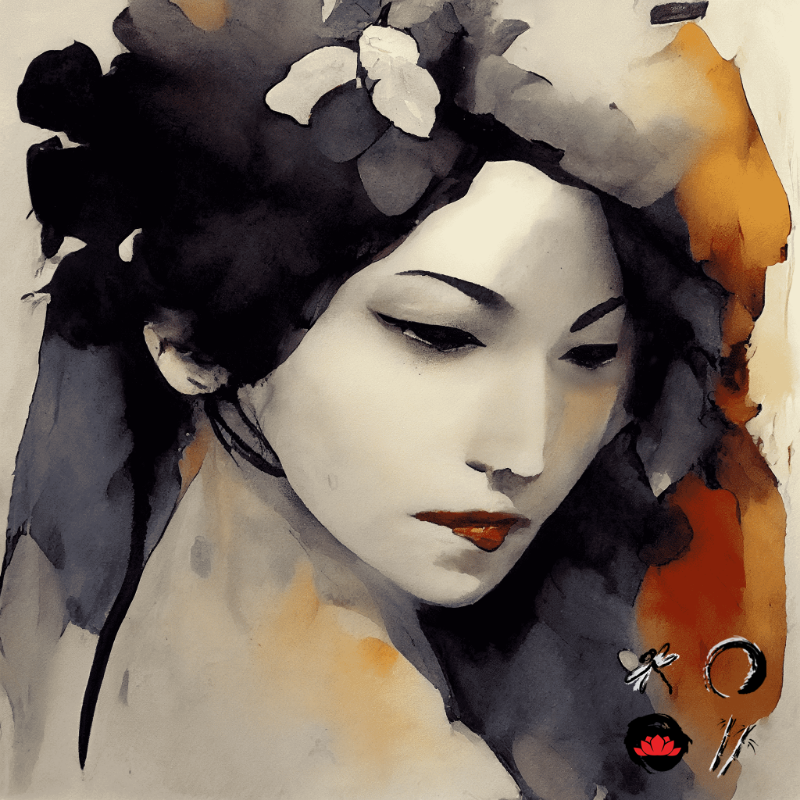 Geisha and feather #7 static token preview