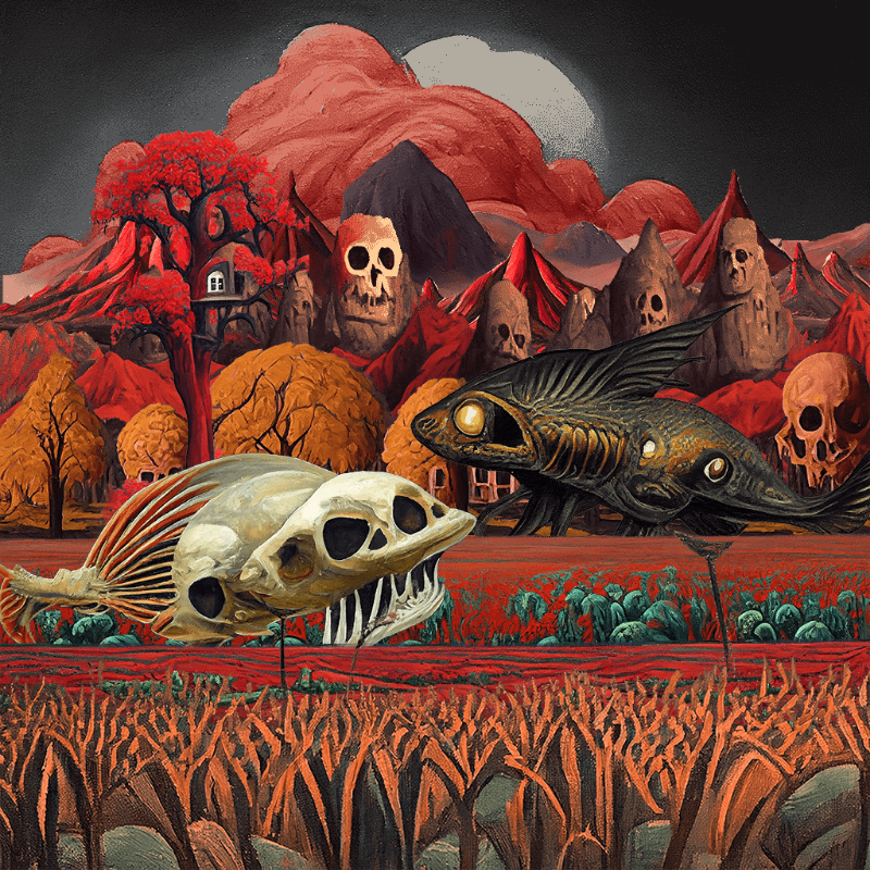 Skull Birds and Fishes #13 static token preview