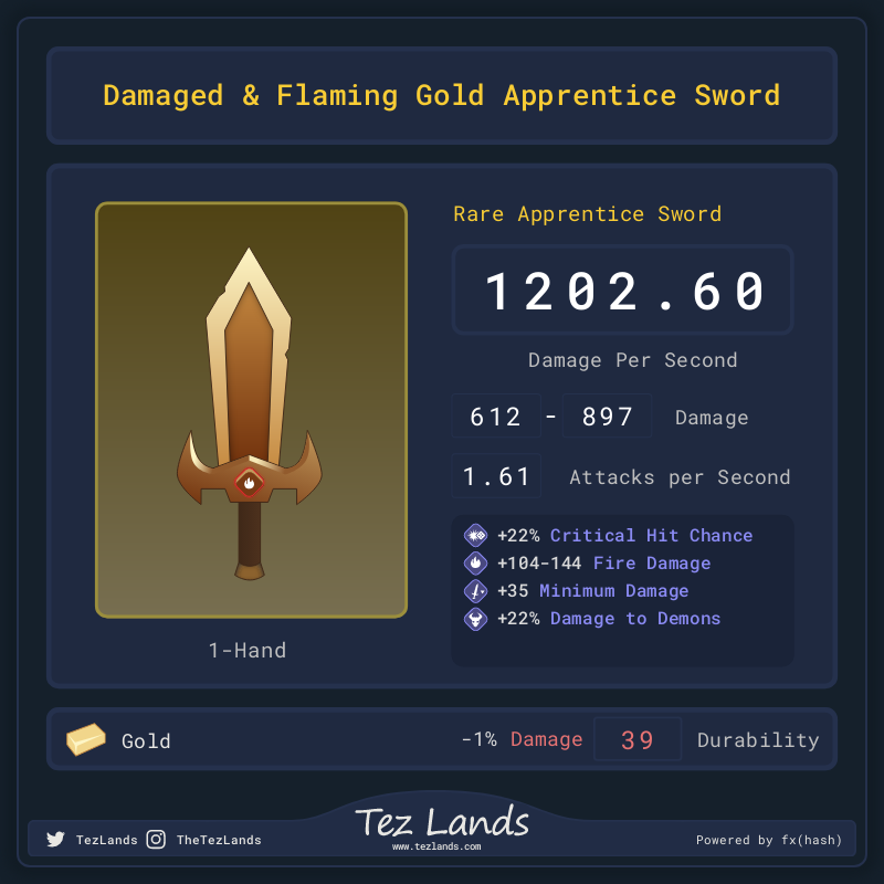 Tez Lands - Apprentice Sword #14 static token preview