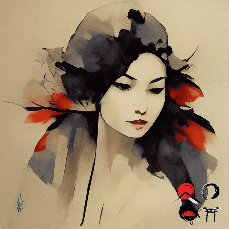 Geisha and feather #5 static token preview