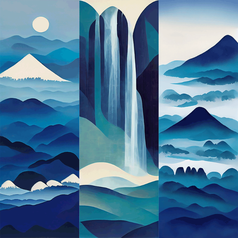 AI Japanese Waterfall #12 static token preview